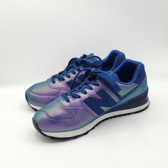 New Balance 574 Iridescent blue purple WL574KSD women's size 8.5 - Picture 4 of 9